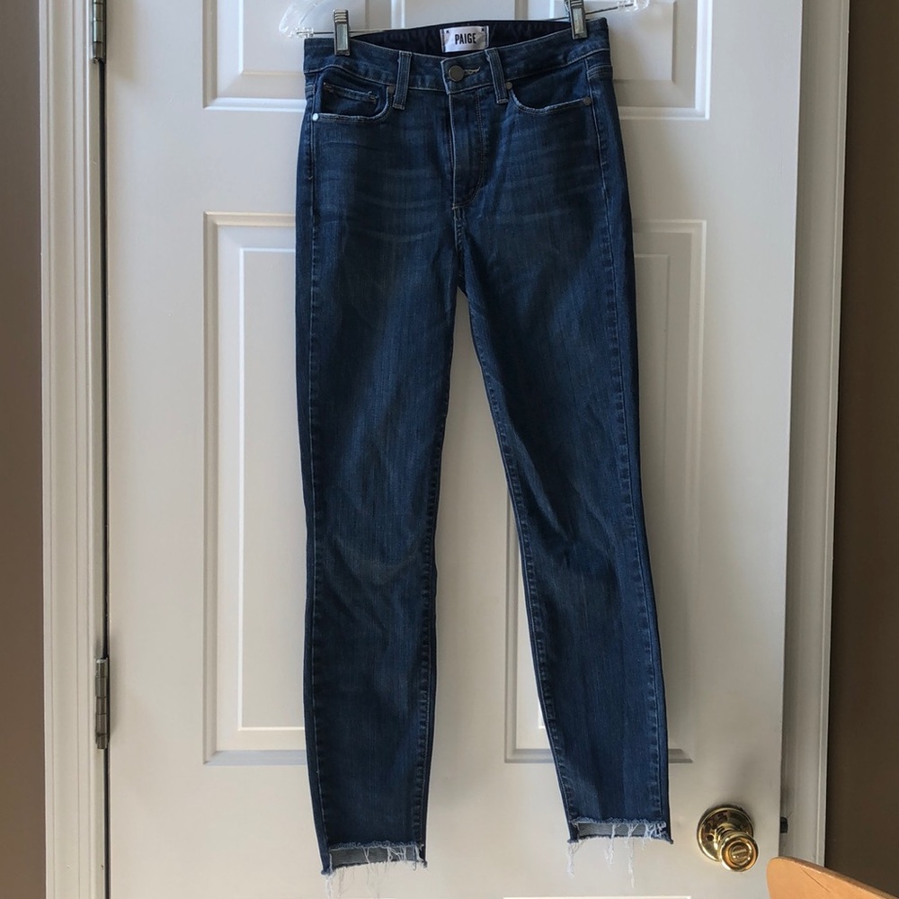 Paige Dark Wash Blue Jeans